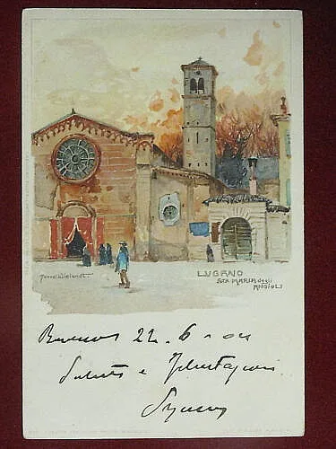 ILLUSTRATA M. Wielandt LUGANO S. Maria Angeli viaggiata “900 #3320