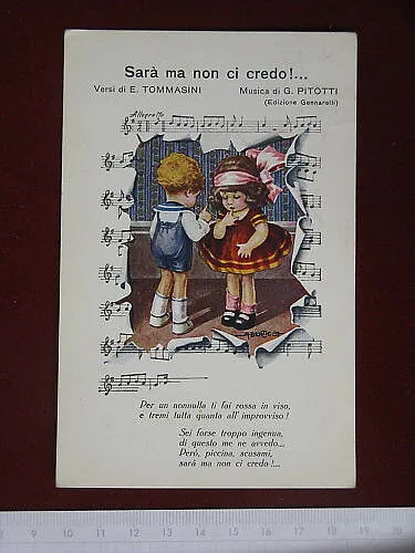 ILLUSTRATA BERTIGLIA A. Bambini children viaggiata anni 20 #4197