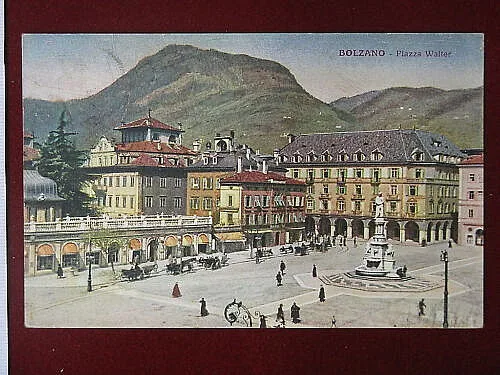 BOLZANO Walterplatz carrozze animata viaggiata anni 30 #4587