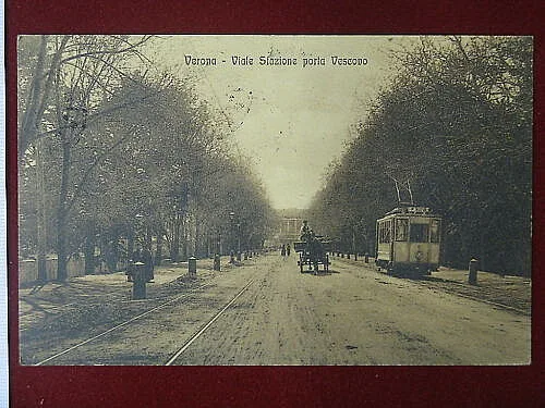VERONA Viale Stazione tram, carrozza, viaggiata anni 10 #4636