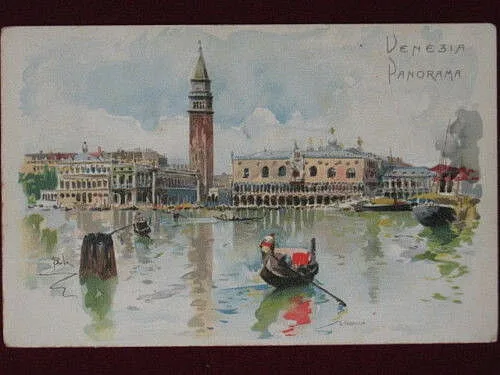 VENEZIA Panorama ILLUSTRATA no viaggiata anni  20 #1981