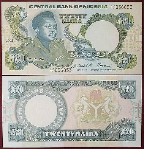 NIGERIA 20 Naira FDS 2005 Pick#26 #B615