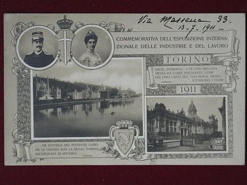 TORINO 1911 Commemorativa Esposizione Internazionale viaggiata anni 10 #2825