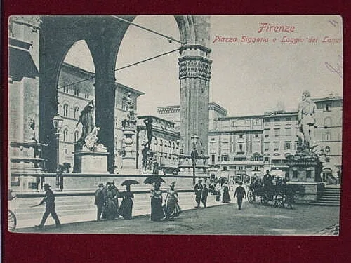 FIRENZE Piazza Signoria animata viaggiata “900 #2364