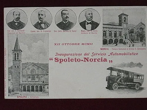 SPOLETO NORCIA 1902 INAUGURAZIONE SERVIZIO AUTOMOBILISTICO NON VIAGGIATA #2751