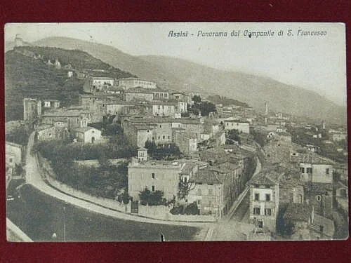 ASSISI panorama dal campanile viaggiata anni 20 #1672