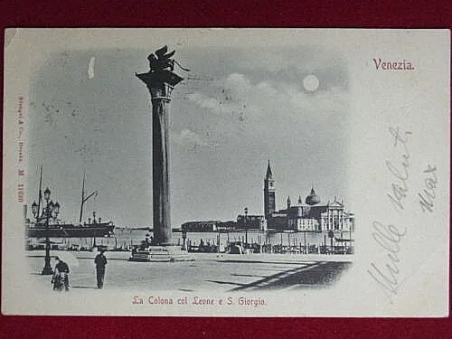 VENEZIA Colonna con leone  viaggiata fine 800 #1764
