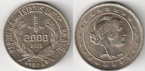 BRASILE 2000 REIS 1924 argento SPL #4813