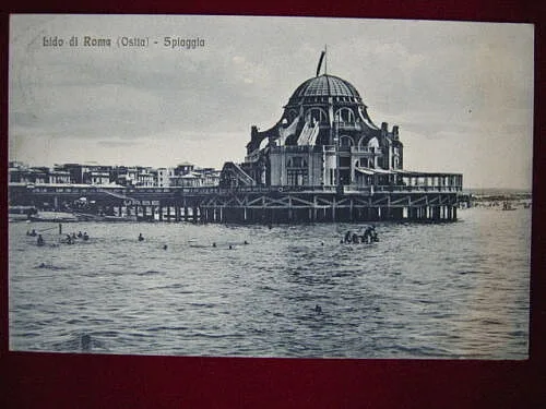 OSTIA Lido di Roma – Spiaggia – viaggiata animata anni 30 #309