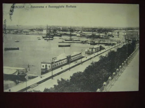 SIRACUSA  Panorama e Passeggiata Aretusa viaggiata 1914  f/p  #332