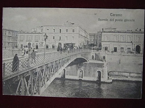 TARANTO Scorcio del Ponte girevole animata, viaggiata 1910 #283