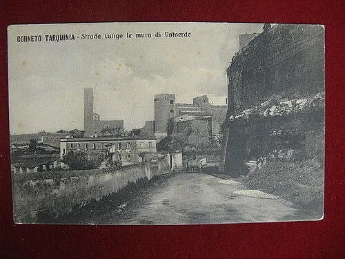 CORNETO TARQUINIA Strada lungo le mura di Valverde viaggiata anni 10 #10609