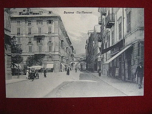 SAVONA Via Manzoni animata viaggiata anni 20 #10711