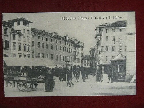 BELLUNO Piazza Vittorio Emanuele viaggiata anni 10 #3237