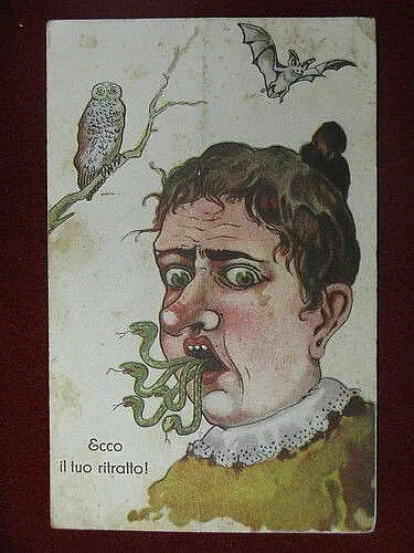 illustrata RITRATTO Sarcastica viaggiata anni 30 #11173