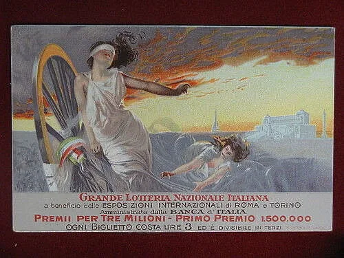 illustrata GRANDE LOTTERIA NAZIONALE no viaggiata anni 10 #11172