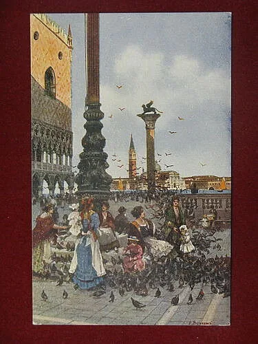 illustrat VENEZIA Piazzetta e piccioni, no viaggiata “900 #10036
