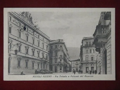 ASCOLI PICENO VIA TRIESTE E PALAZZO DEL GOVERNO ANNI 50 VIAGGIATA #6372