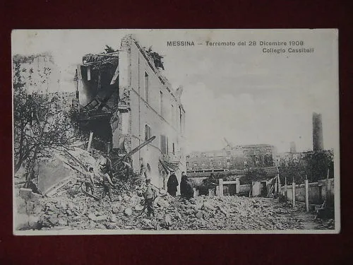 MESSINA TERREMOTO 1908 COLLEGIO CASSIBALI VIAGGIATA f/p #6527