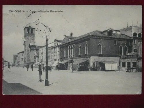 CHIOGGIA Corso Vittorio Emanuele viaggiata animata anni 20 f/p #2903
