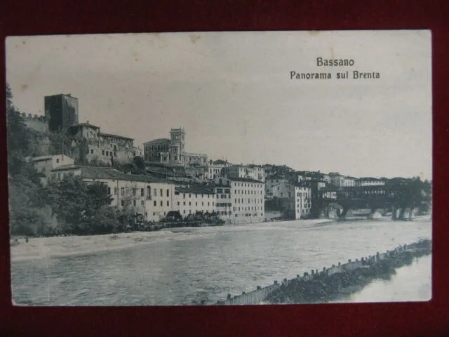 Bassano Panorama sul Brenta anni 10 non viaggiata #11930