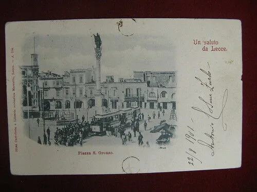 UN SALUTO DA LECCE Piazza S. Oronzo viaggiata animata “900 #10798