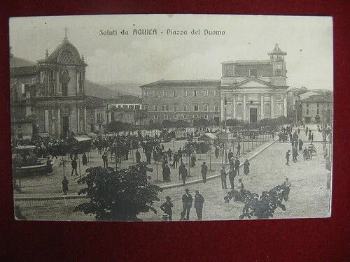 AQUILA Piazza del Duomo viaggiata animata anni 10 #5672