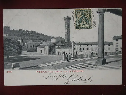 FIESOLE Piazza e Cattedrale viaggiata animata “900 #8092