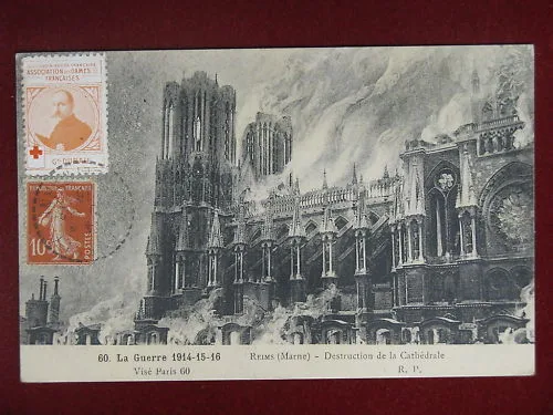 REIMS Marne Francia  LA GUERRE WWI viaggiata #8822