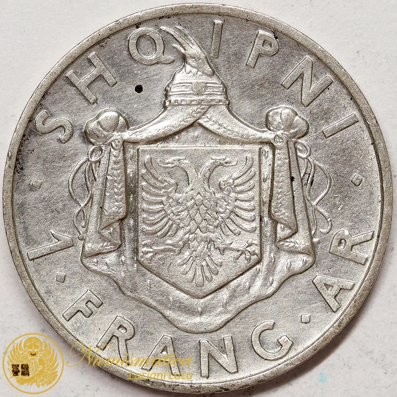 ALBANIA 1 FRANG 1937 zecca Roma Zog I #2192