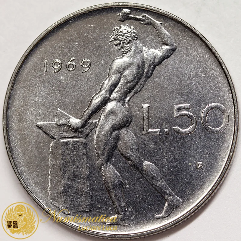 ITALIA 50 LIRE 1969 Fdc da rotolino #3062