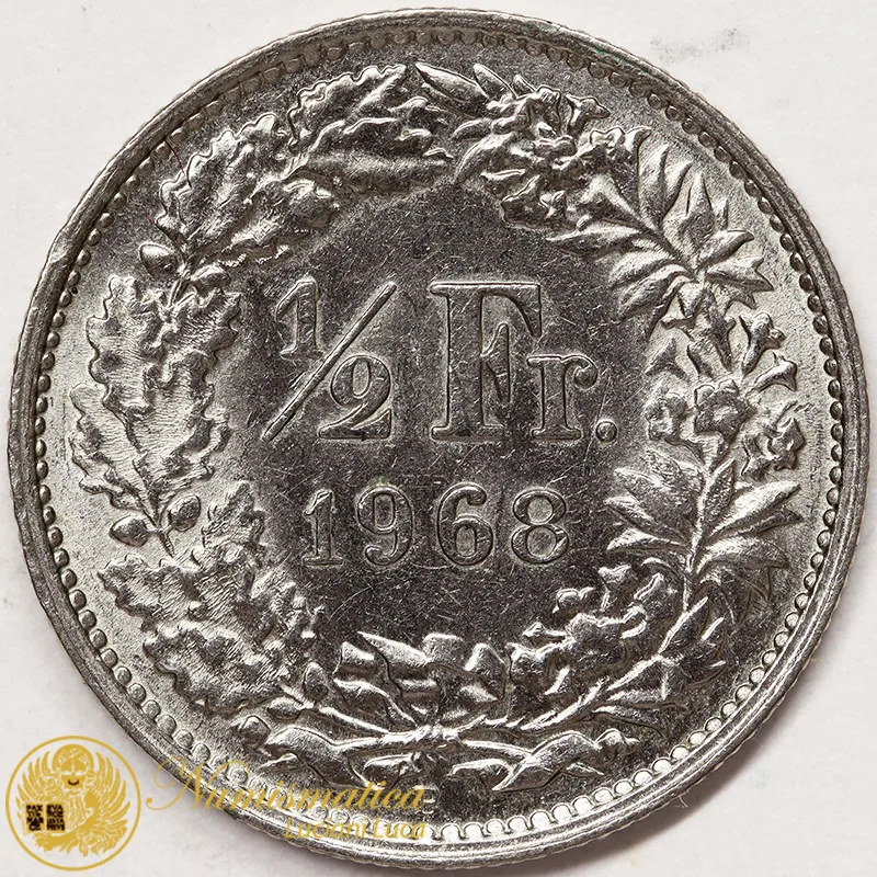SVIZZERA 1/2 Franco 1968 B nichel Spl #3399