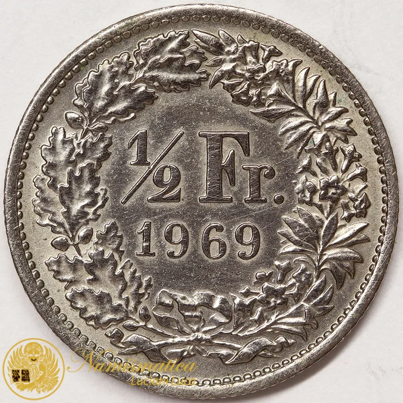 SVIZZERA 1/2 Franco 1969 nichel Spl #3402