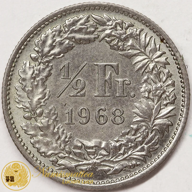 SVIZZERA 1/2 Franco 1968 B argento BB+ #3415