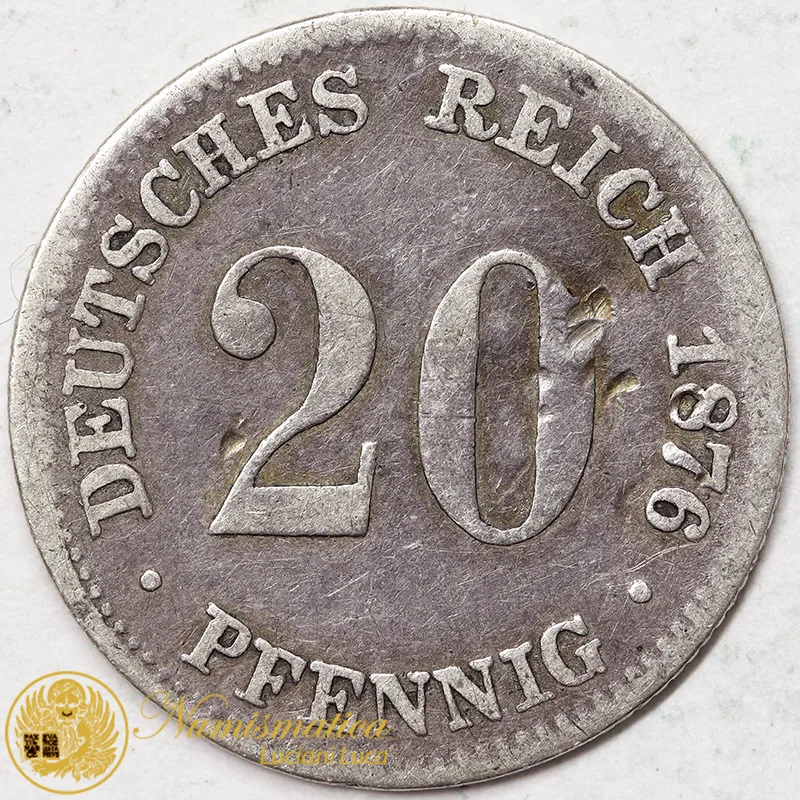 GERMANIA 20 Pfennig 1876 E KAISERREICH #3488