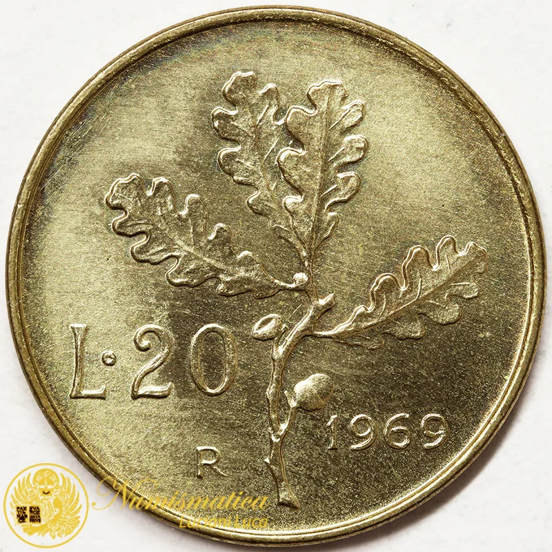 ITALIA 20 LIRE 1969 Fdc da rotolino #3572