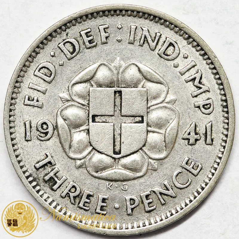GRAN BRETAGNA 3 Pence 1941 Giorgio IV argento BB #7205