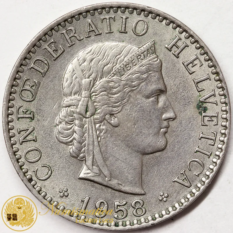 20 Rappen 1958 B SVIZZERA BB- #3724