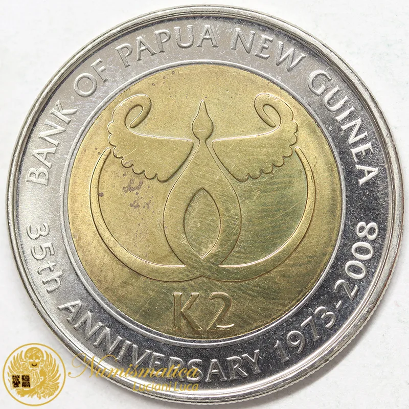 PAPUA NUOVA GUINEA/NEW GUINEA 2 KINA 2008 BIMETALLIC BANCA/BANK Fdc/Unc §302