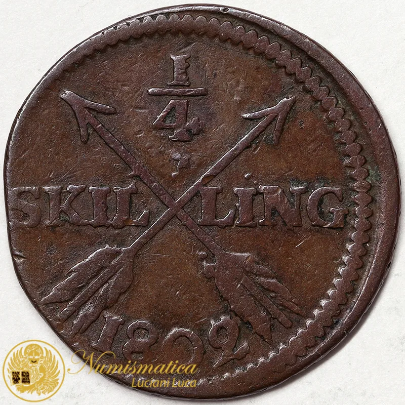 SVEZIA 1/4 SKILLING 1802 #1341