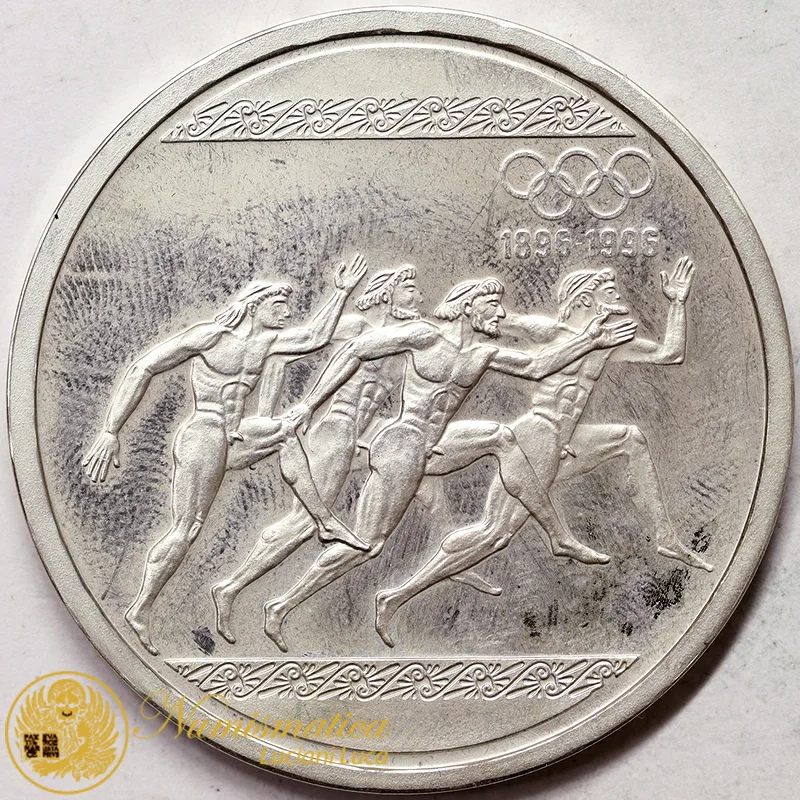 GRECIA 1000 Dracme 1996 Anniversario Olimpiadi Ag PROOF #198