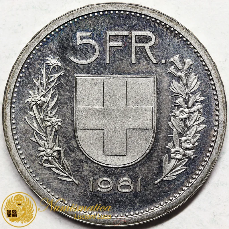SVIZZERA 5 Franchi 1981 nichel Fdc #4145