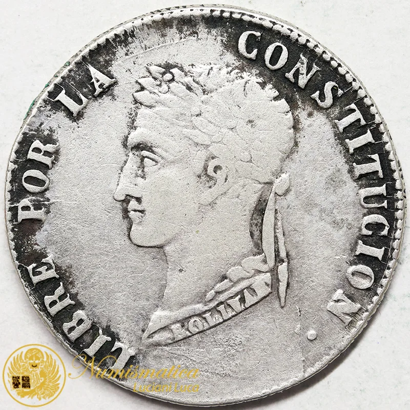 BOLIVIA 4 SOLES 1854 Bolivar Ag #4192