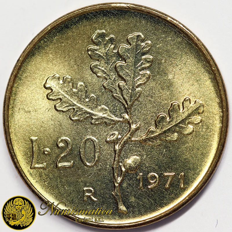 ITALIA 20 Lire 1971 Fdc da rotolino §396