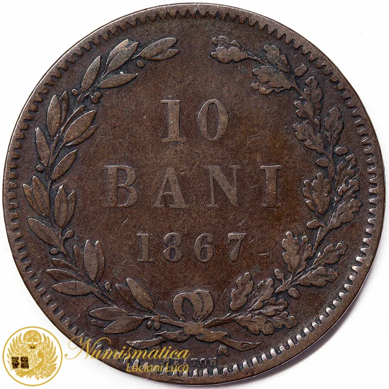 ROMANIA 10 Bani 1867 Carlo I #4222