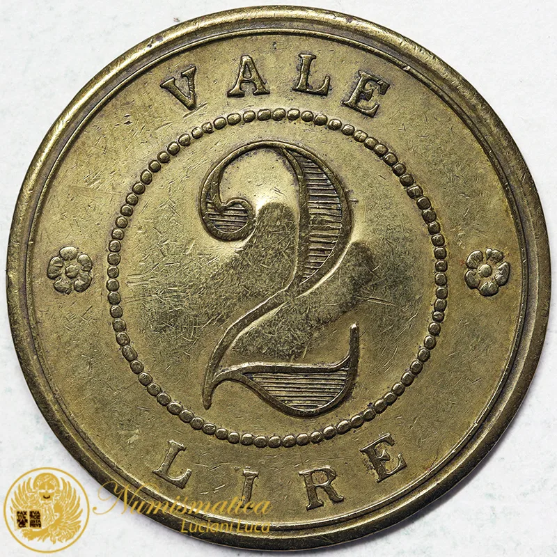 ITALIA Gettone da 2 Lire con Contromarca #4258