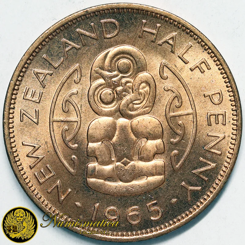 NUOVA ZELANDA 1/2 Penny 1965 HEI TIKI Elisabetta II Fdc §239
