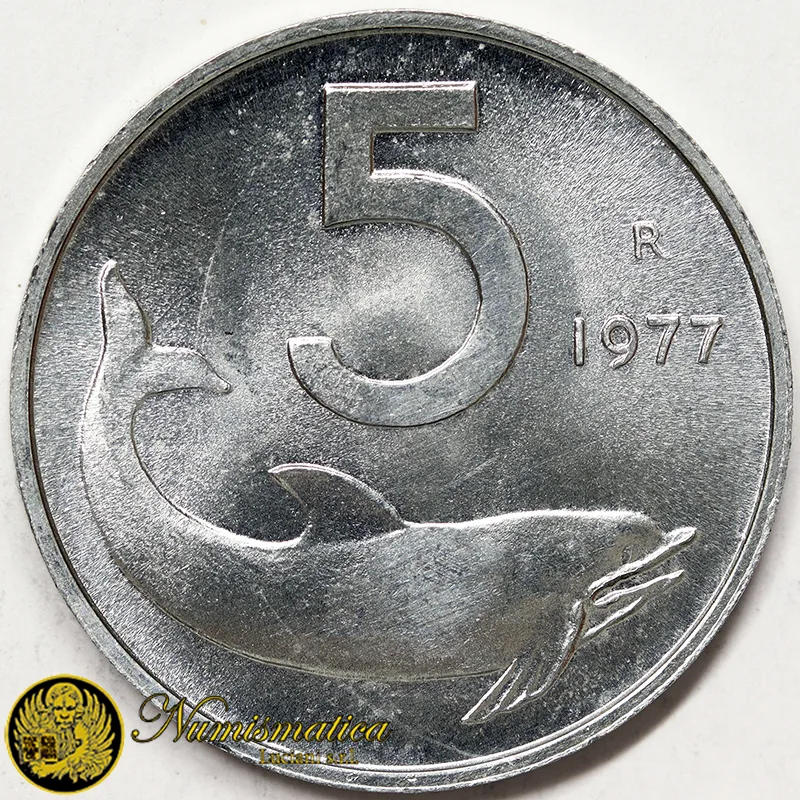 ITALIA 5 Lire 1977 Fdc da rotolino §423