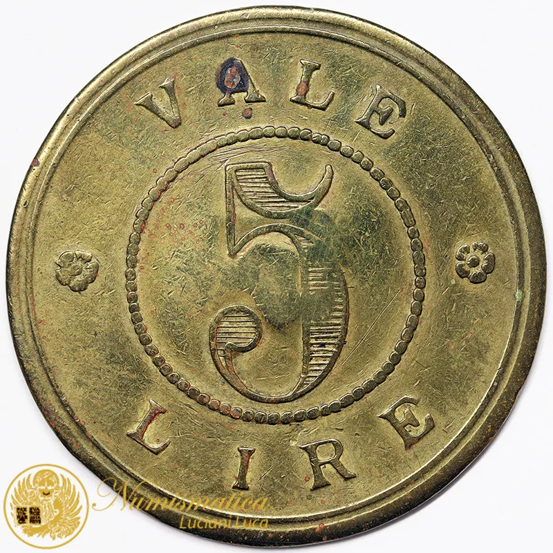 Italia GETTONE DA 5 LIRE CON CONTROMARCA #4538
