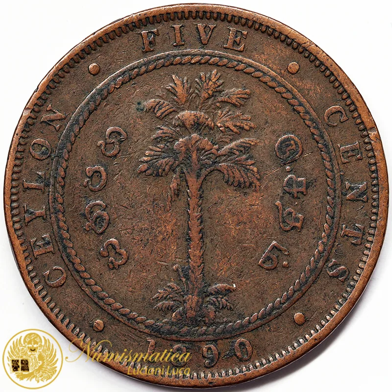 CEYLON 5 CENTS 1890 #4548